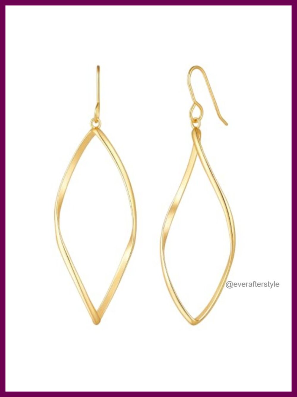 14K Gold Plated Hoop Dangle Earrings for Women Infinity Twist Design 25mm Drop